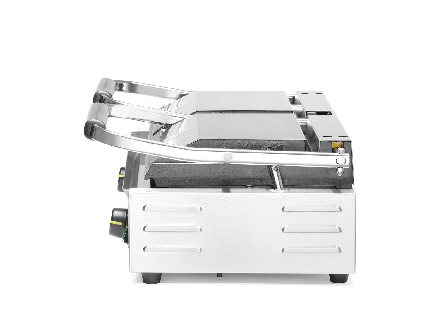 Dvojitý kontaktný gril, HENDI, napoly hladký, napoly drážkovaný, 230V/3600W, 570x375x(H)216mm