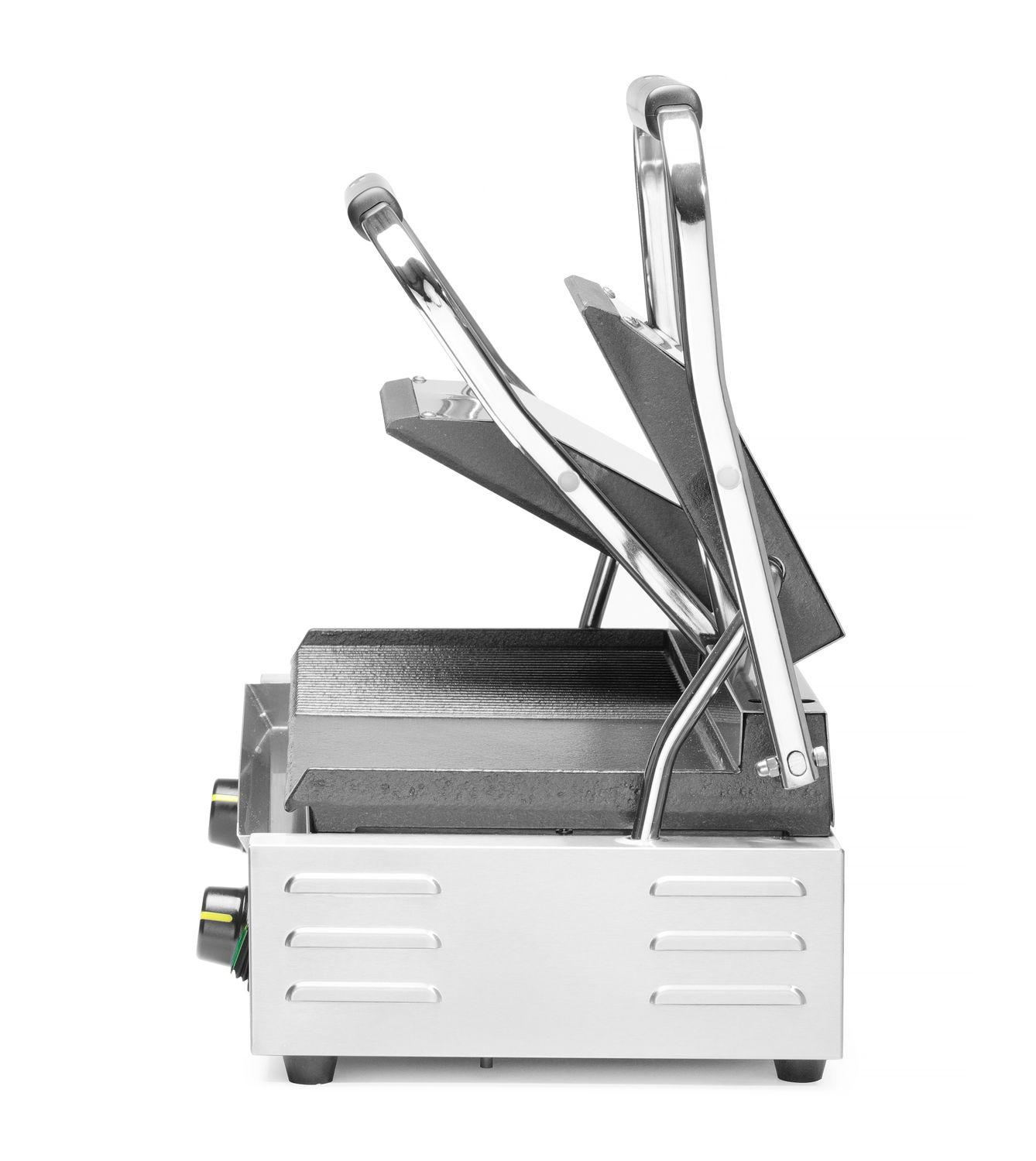 Dvojitý kontaktný gril, HENDI, napoly hladký, napoly drážkovaný, 230V/3600W, 570x375x(H)216mm