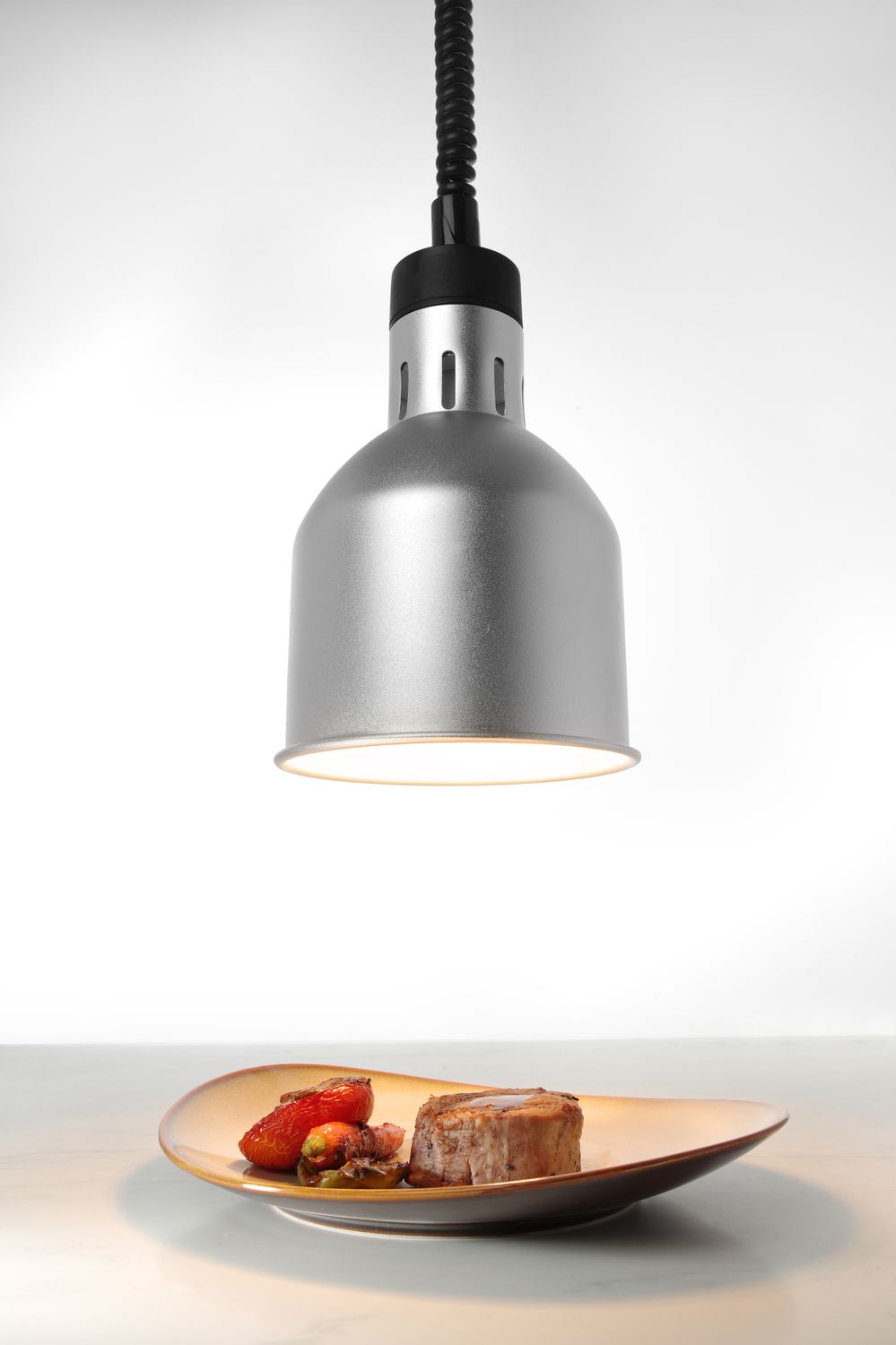 Lampa na ohrev jedál – závesná, valcová, HENDI, Strieborná, 230V/250W, ⌀175x(H)250mm