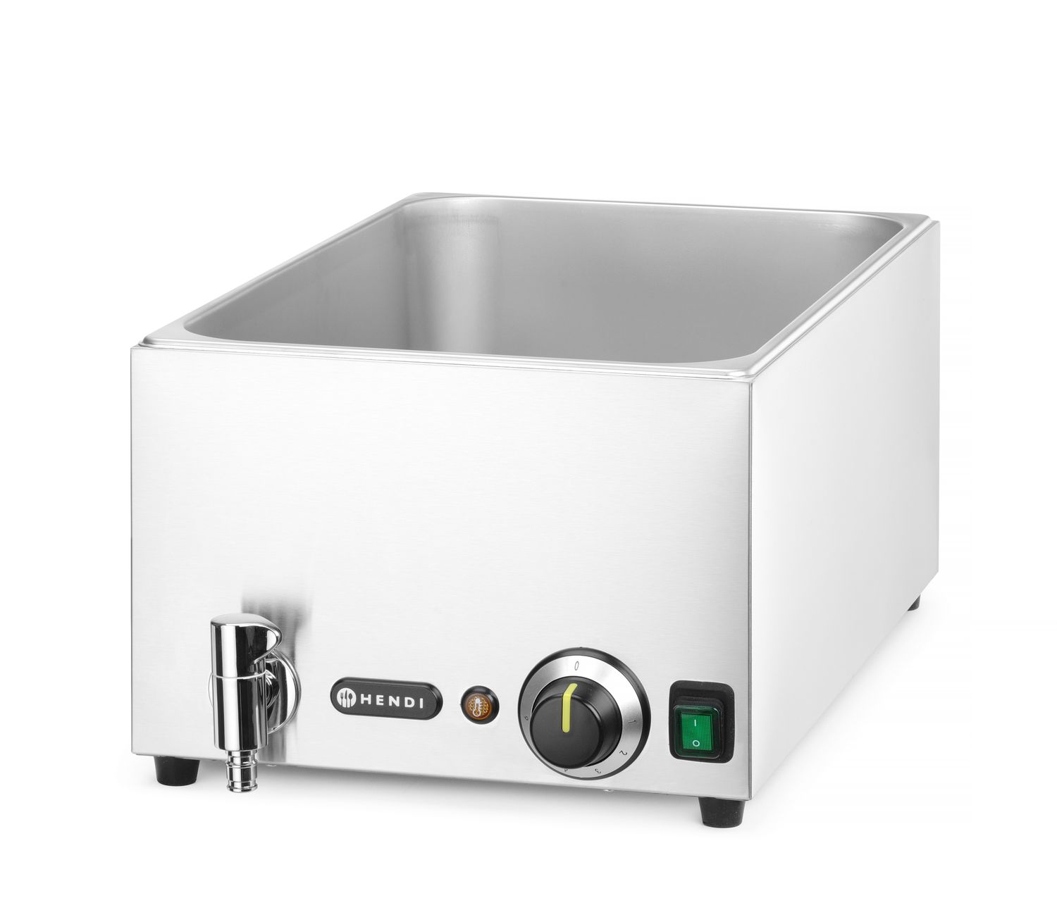 Sada: Miska s vypúšťacím kohútikom + 3x GN 1/3 s vekom, HENDI, GN 1/1, 230V/1000W, 605x332x(H)242mm