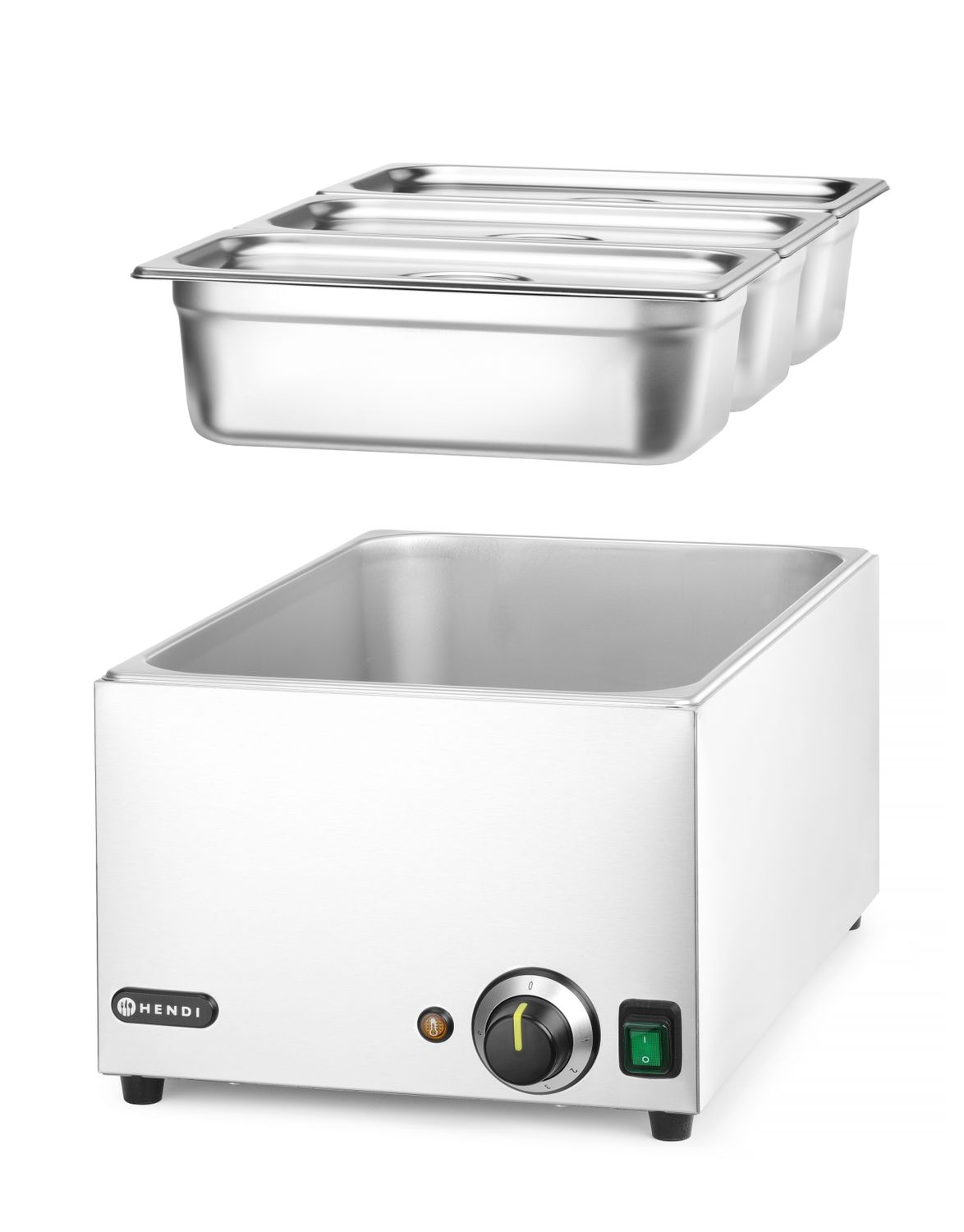 Sada obsahuje: Miska HENDI RANGER + 3x GN 1/3 s vekom, HENDI, GN 1/1, 230V/1000W, 590x332x(H)242mm