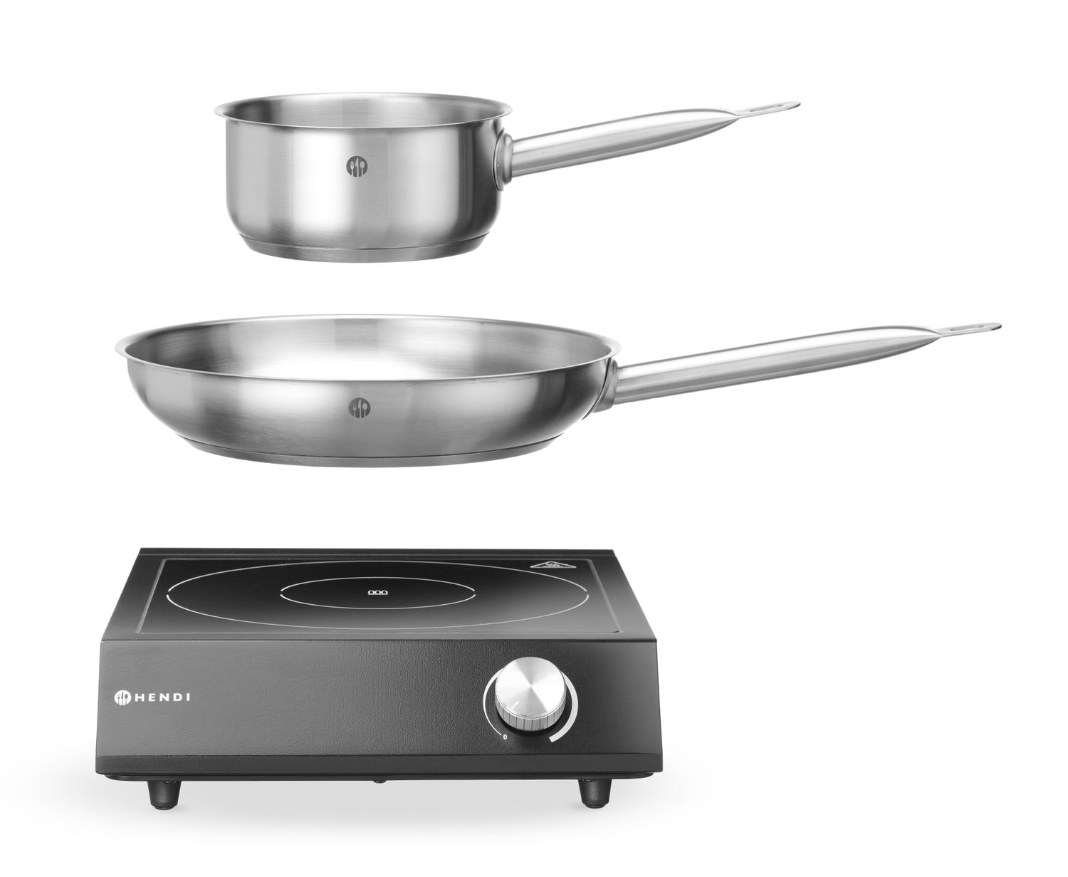 Sada: Indukčný sporák 3500W + hrniec + panvica na smaženie, HENDI, Čierna, 220-240V/3500W, 320x395x(H)95mm