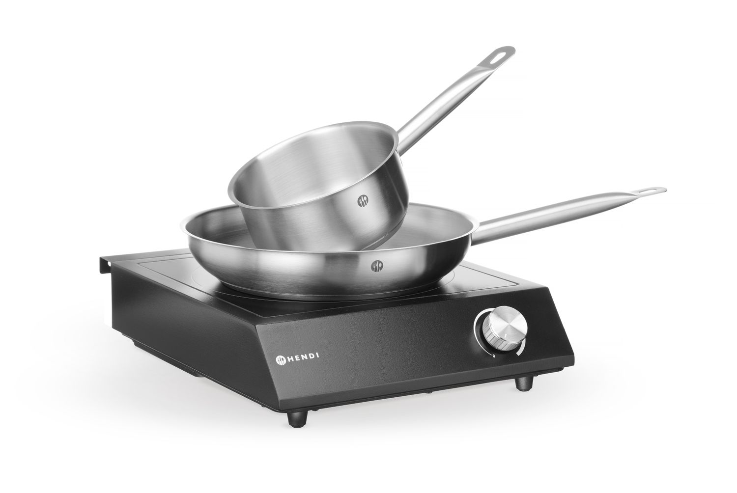 Sada: Indukčný sporák 3500W + hrniec + panvica na smaženie, HENDI, Čierna, 220-240V/3500W, 320x395x(H)95mm
