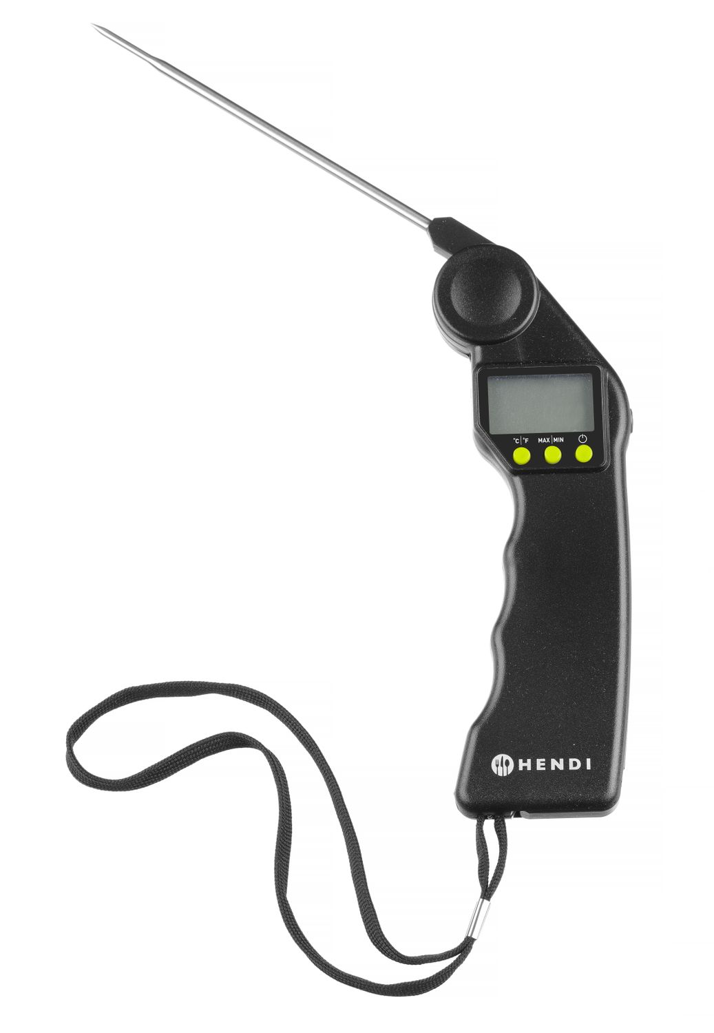 Digitálny teplomer so sklopnou sondou, HENDI, Čierna, 160x55x(H)20mm