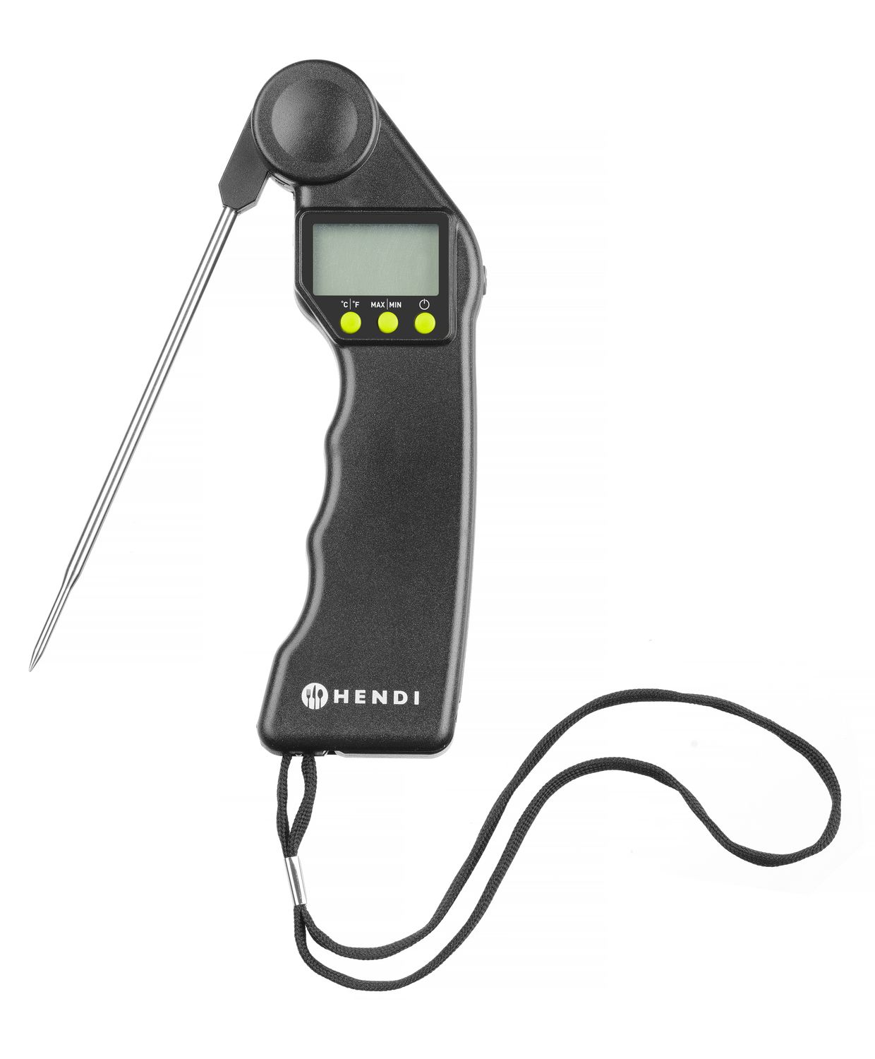 Digitálny teplomer so sklopnou sondou, HENDI, Čierna, 160x55x(H)20mm