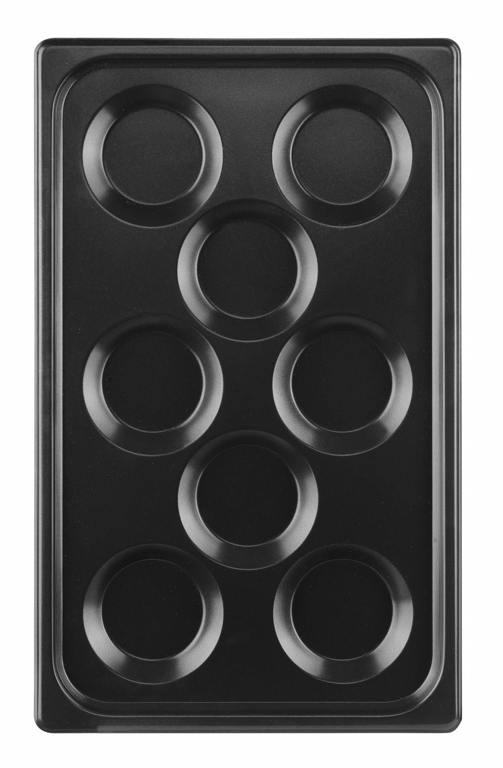 Plech s nepriľnavou povrchovou úpravou, určené na prípravu vajec alebo lievancov, vhodné pre konvektomaty, HENDI, GN 1/1, Čierna, 530x325x(H)26mm