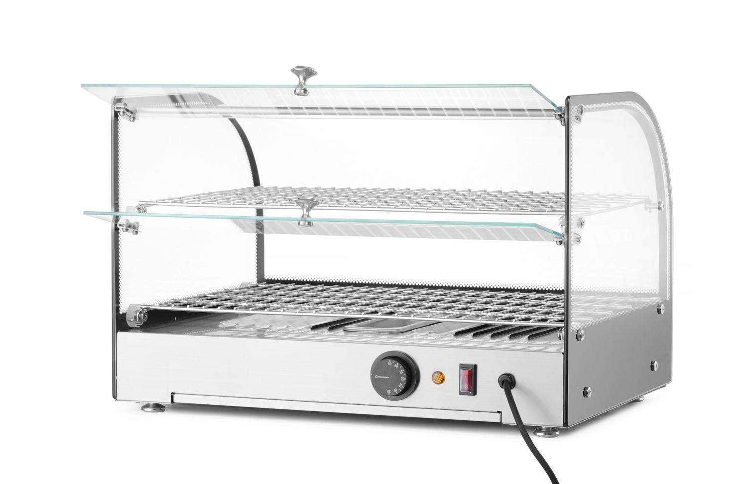 Nastaviteľná ohrevná vitrína, HENDI, dvoj úrovňová, Čierna, 220-240V/800W, 554x376x(H)376mm