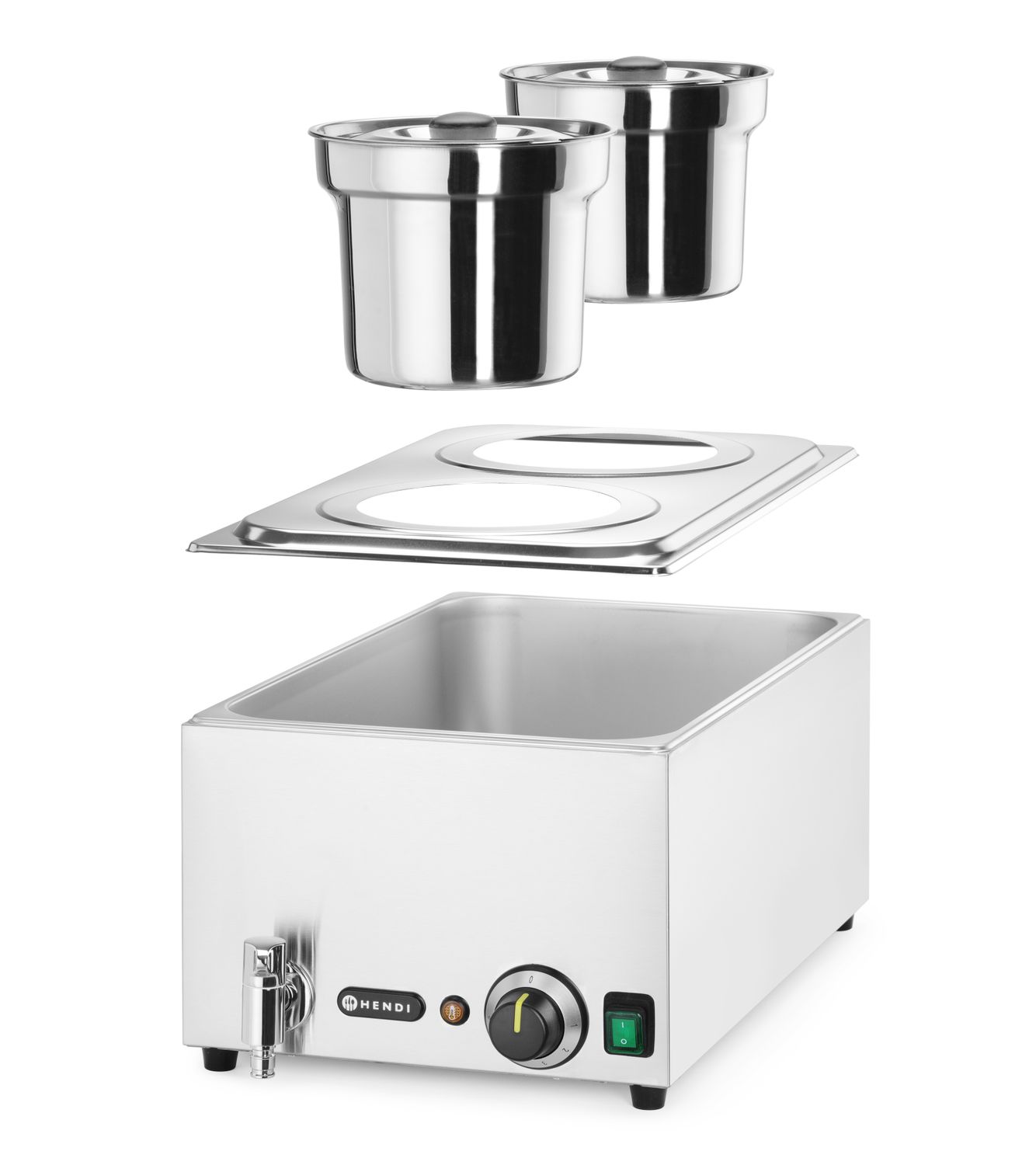 Sada: Bain-marie HENDI Ranger + 2x 4L nádoba s vekom, HENDI, 8L, 220-240V/1000W, 604x332x(H)315mm