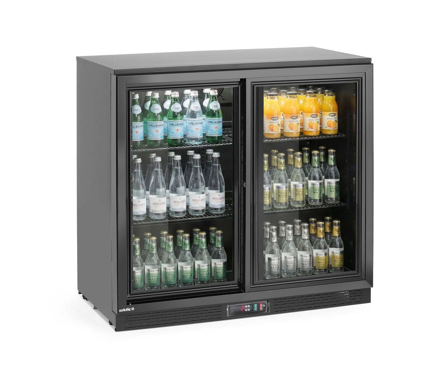 Barová chladnička s dvojitými posuvnými dverami, Arktic, 158L, Čierna, 220-240V/160W, 900x520x(H)870mm