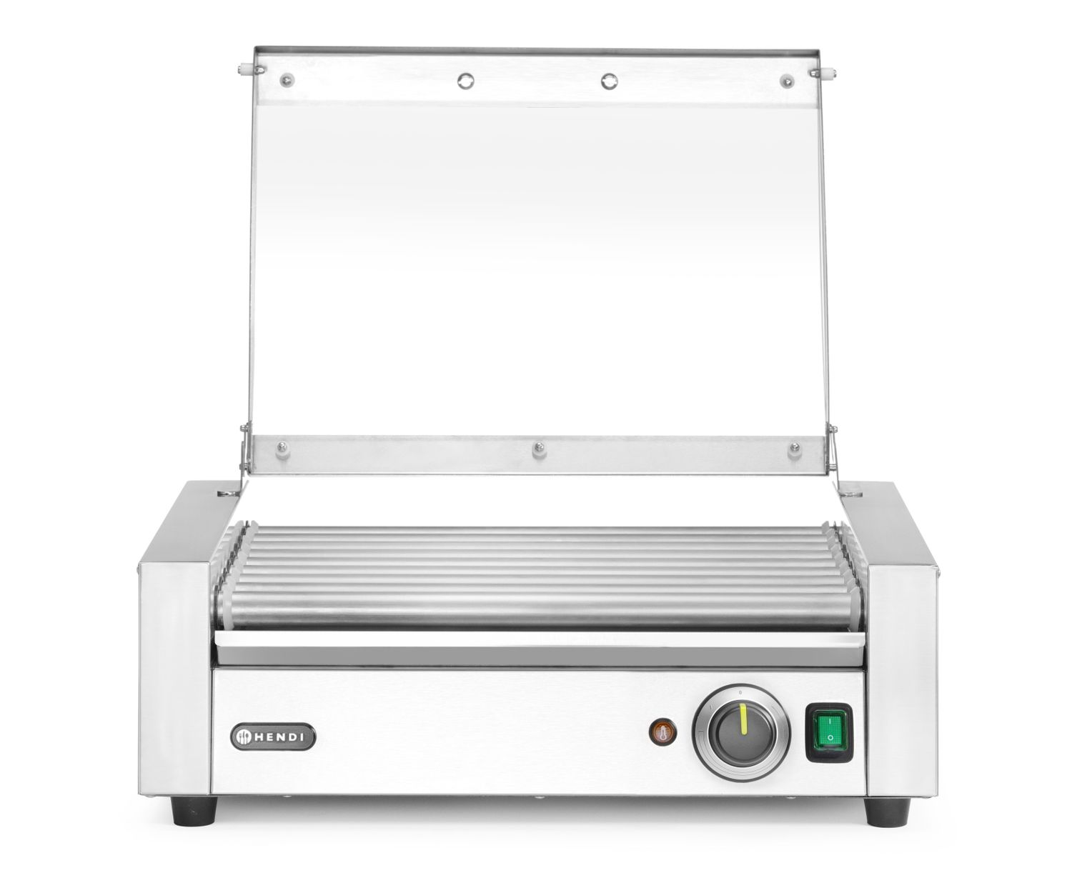 Gril na párky a klobásy, 1-zónový s energeticky úsporným krytom, HENDI, 230V/790W, 566x450x(H)259mm