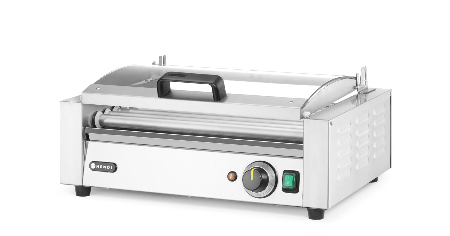 Gril na párky a klobásy, 1-zónový s energeticky úsporným krytom, HENDI, 230V/790W, 566x450x(H)259mm