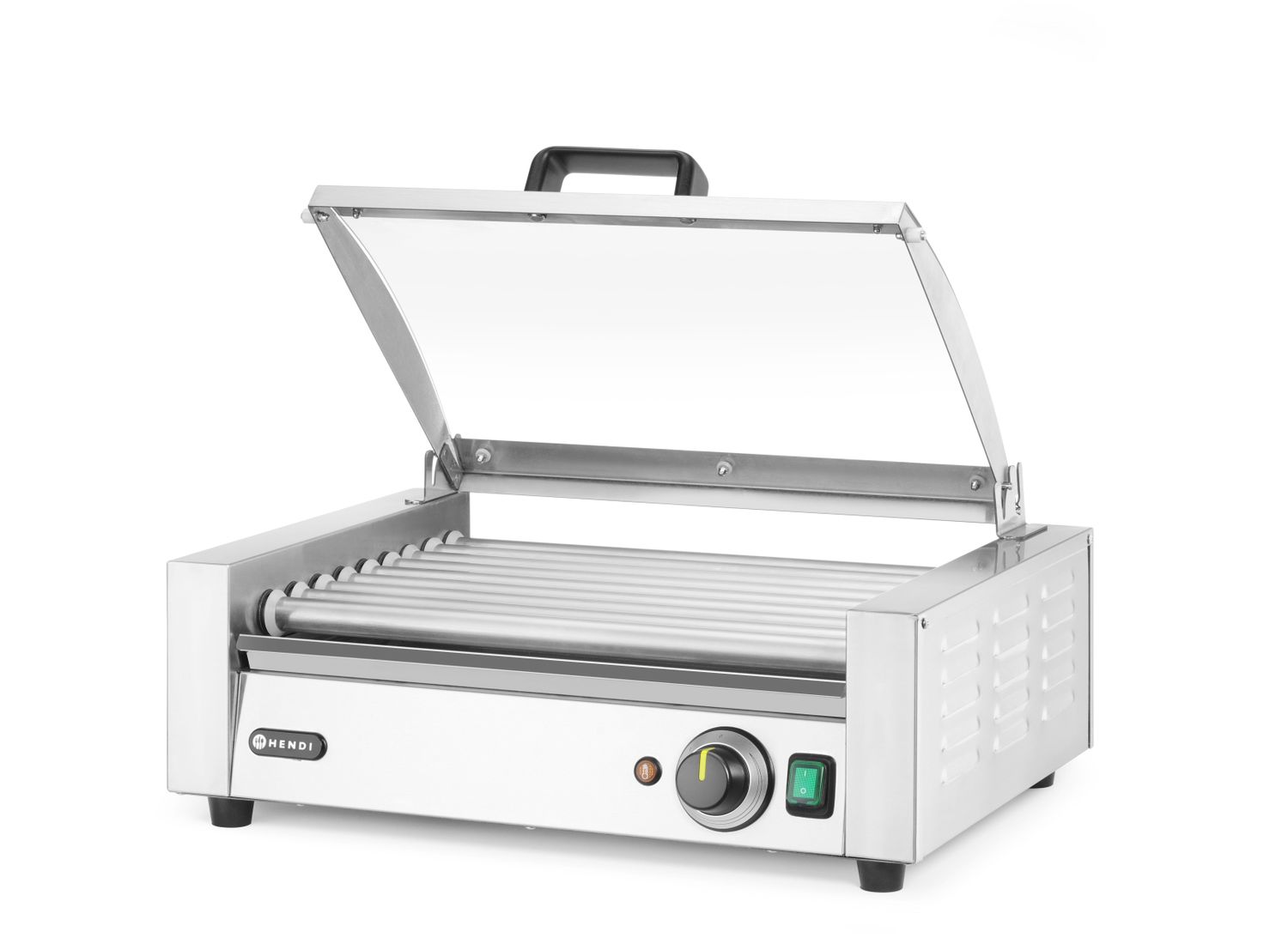 Gril na párky a klobásy, 1-zónový s energeticky úsporným krytom, HENDI, 230V/790W, 566x450x(H)259mm