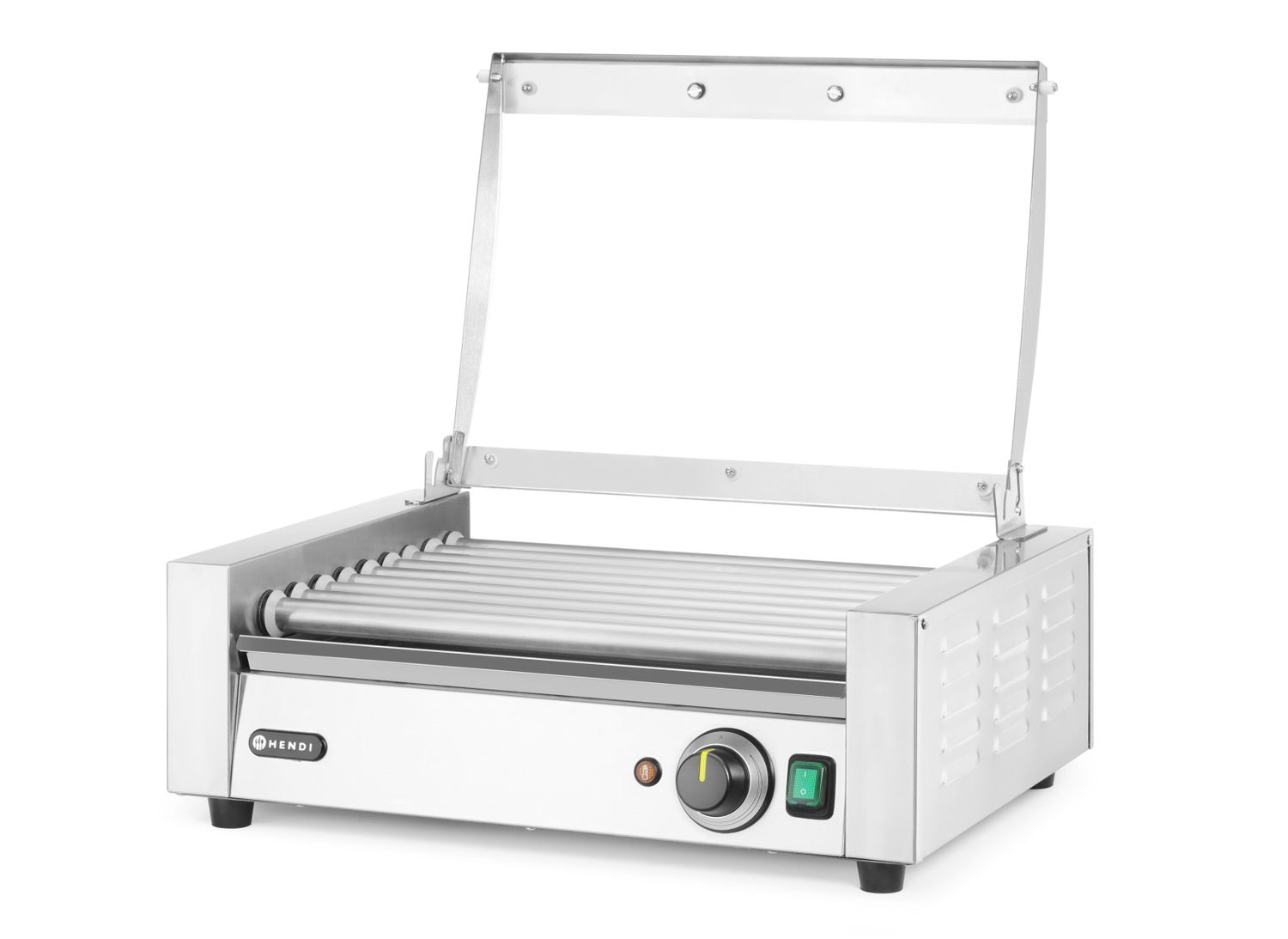 Gril na párky a klobásy, 1-zónový s energeticky úsporným krytom, HENDI, 230V/790W, 566x450x(H)259mm