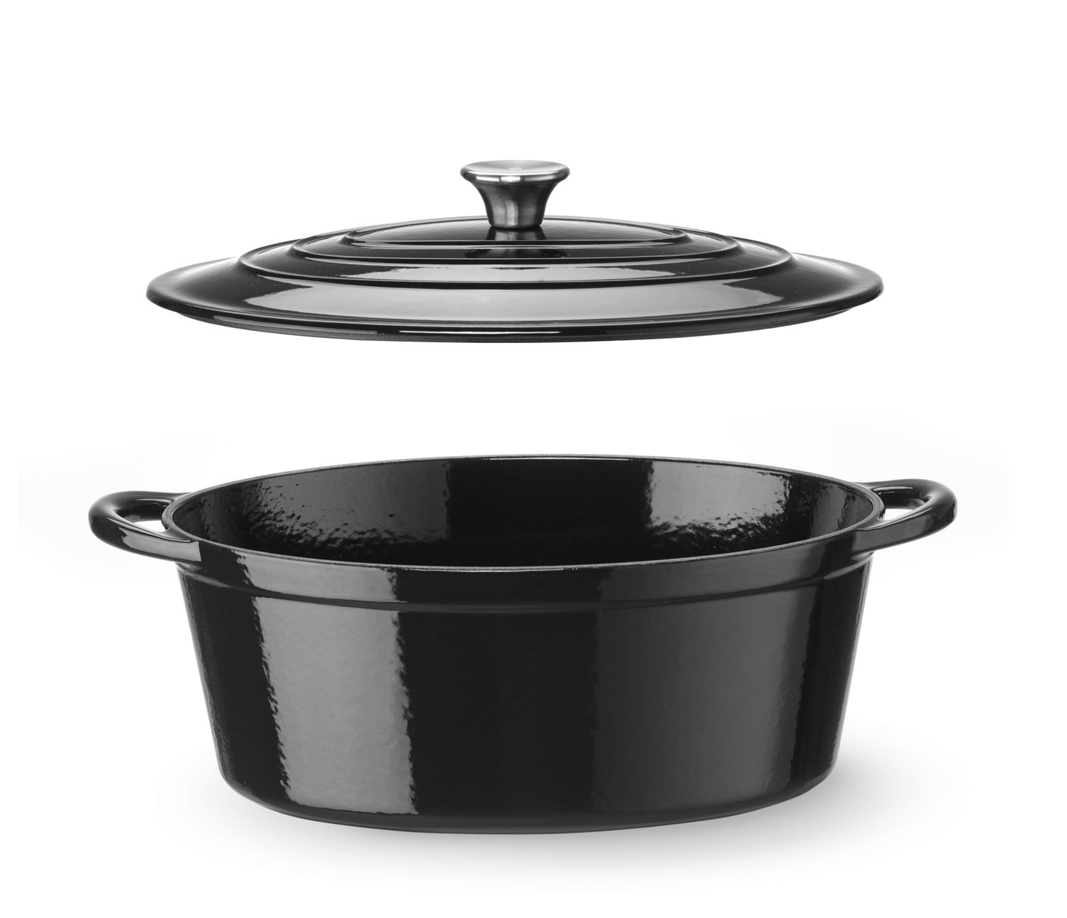 Liatinový smaltovaný kastról, HENDI, 6,88L, Čierna, 405x255x(H)134mm