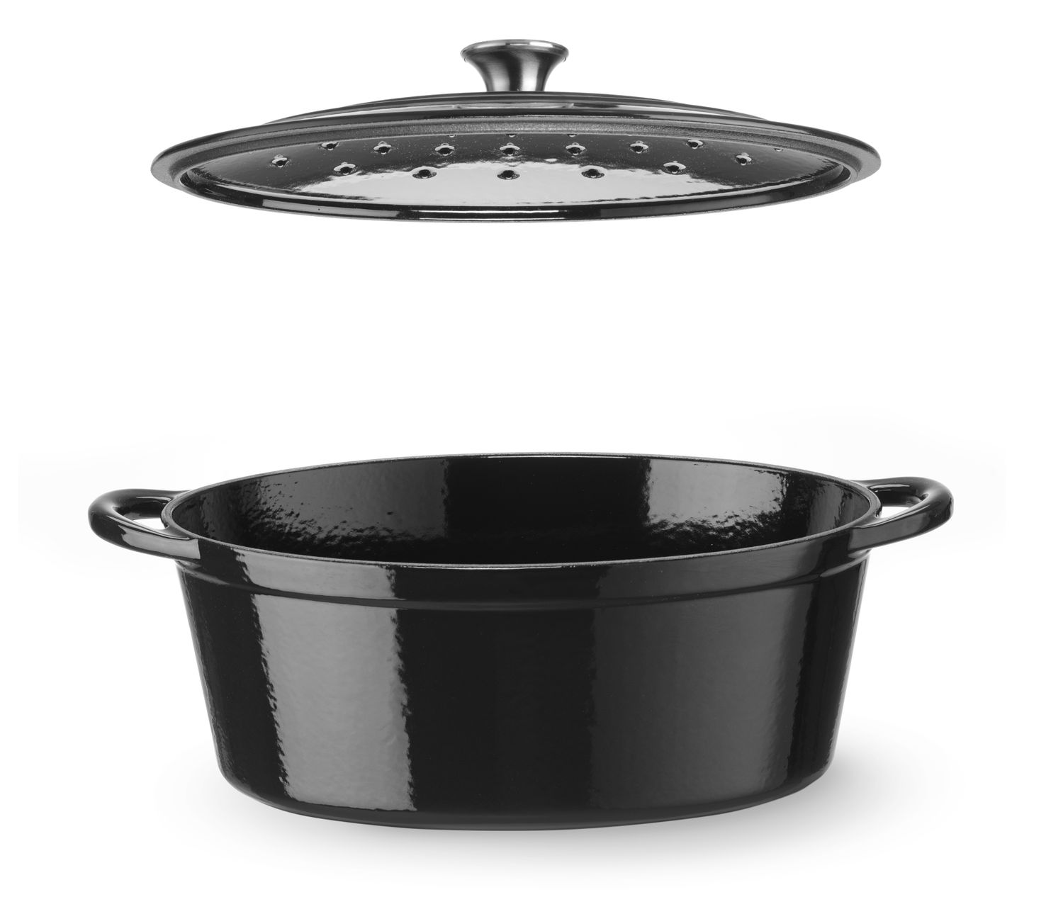 Liatinový smaltovaný kastról, HENDI, 6,88L, Čierna, 405x255x(H)134mm