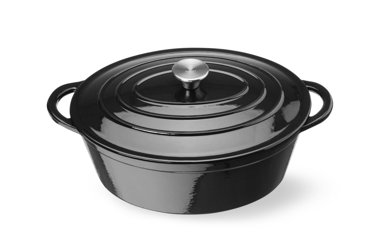 Liatinový smaltovaný kastról, HENDI, 6,88L, Čierna, 405x255x(H)134mm