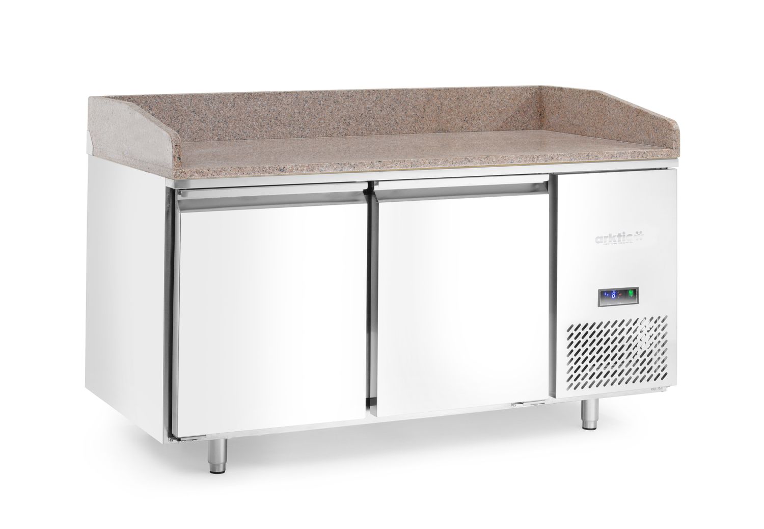 Chladiaci stôl na pizzu so žulovou pracovnou doskou, dvojdverový, Arktic, 250L, žula, 230V/250W, 1510x800x(H)875mm