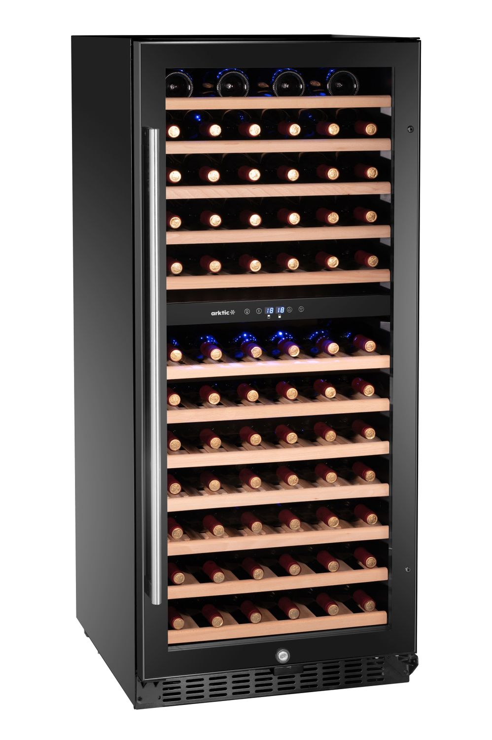 Chladnička na víno, 2-zónová, 124 fliaš, Arktic, 265L, Čierna, 570x595x(H)1400mm