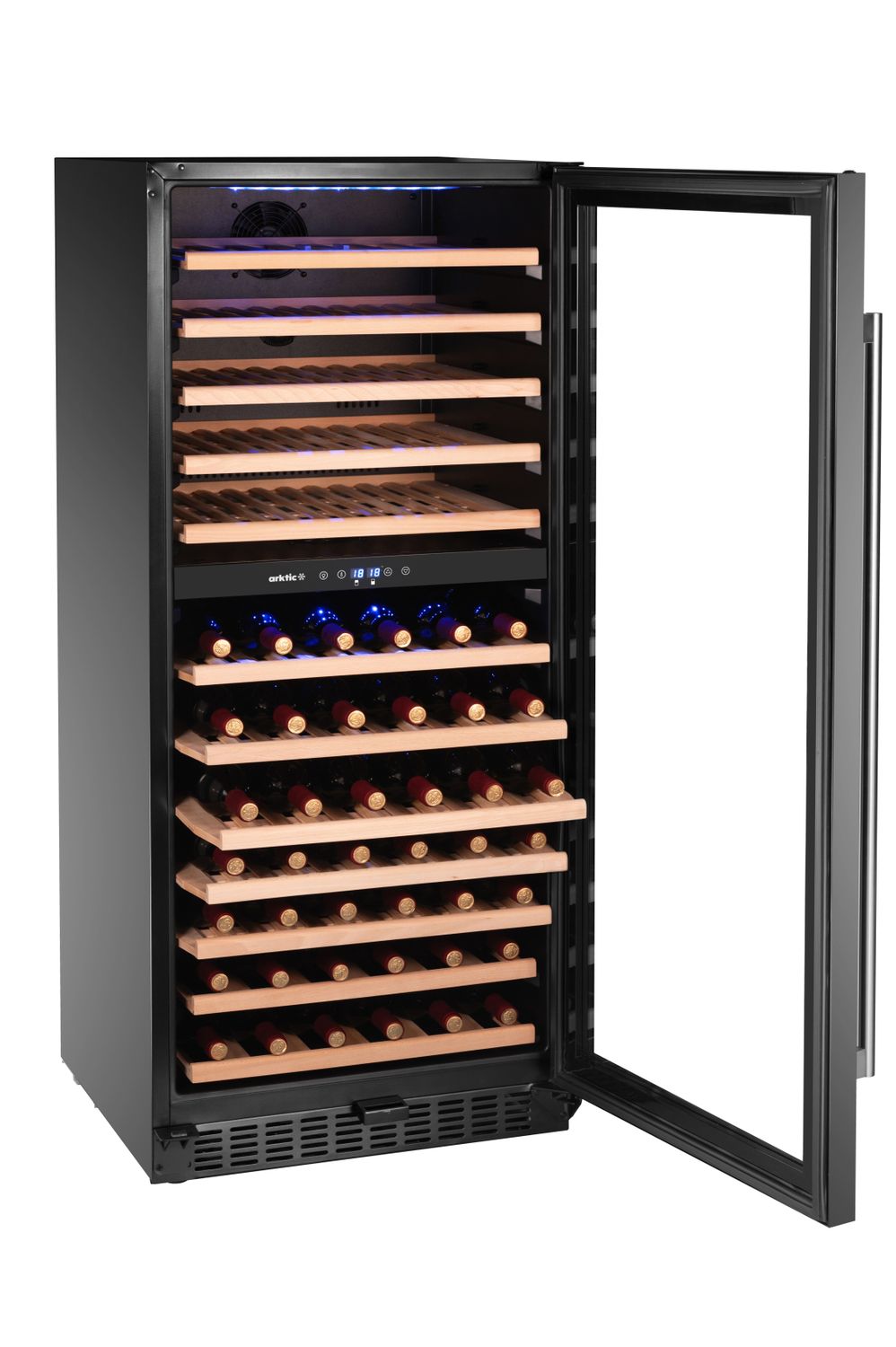 Chladnička na víno, 2-zónová, 124 fliaš, Arktic, 265L, Čierna, 570x595x(H)1400mm