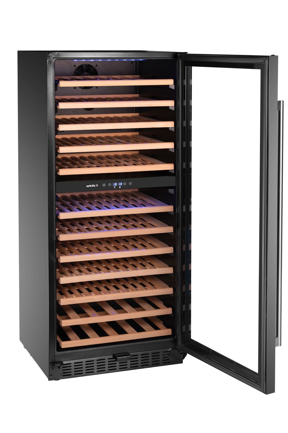 Chladnička na víno, 2-zónová, 124 fliaš, Arktic, 265L, Čierna, 570x595x(H)1400mm
