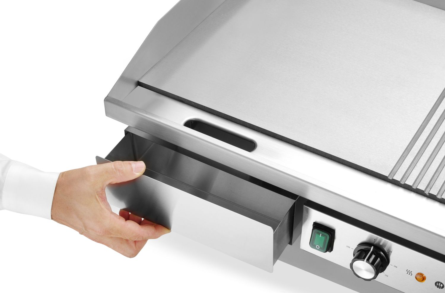 Grilovacia platňa, doska 1/2 hladká a 1/2 ryhovaná, HENDI, Budget Line, 400V/4400W, 720x460x(H)241mm