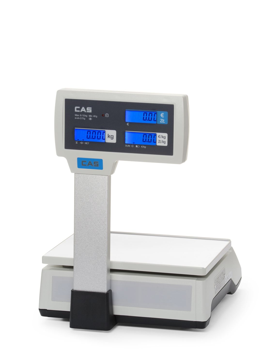 Obchodná váha (certifikovaná) so stĺpikom, CAS, 304 × 324 × 419 mm | 580479