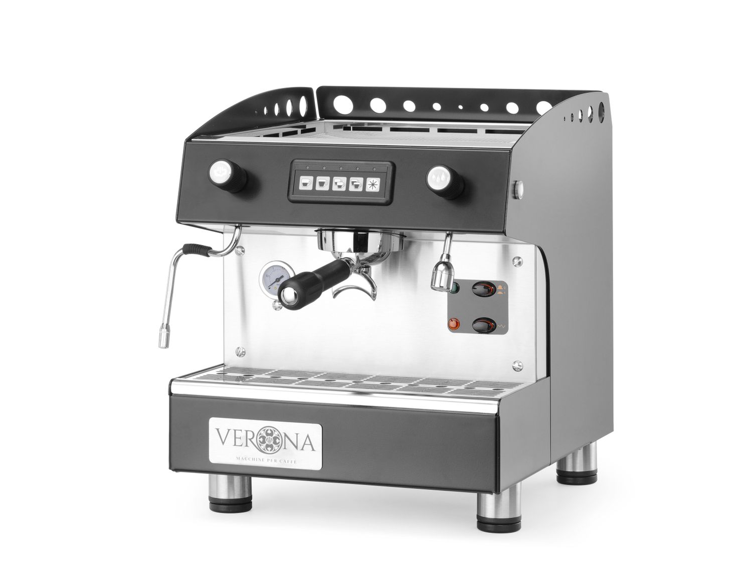 Kávovar ROMEO, 1 pákový - automatický, čierny, HENDI, Kávovar VERONA ROMEO, 1-pákový, automatický, 230V/1800W, 375x530x(H)485mm