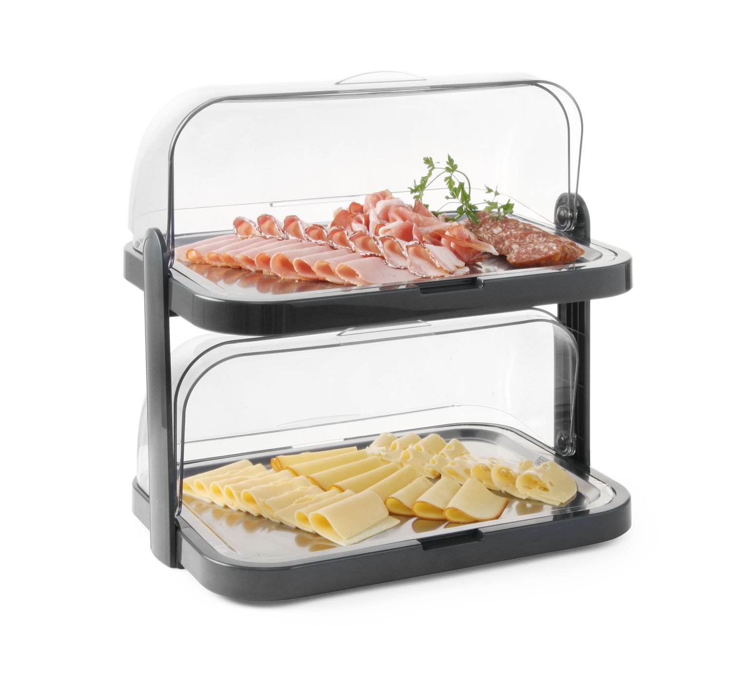 Chladiaca vitrína Roll-top, dvojposchodová, HENDI, Tmavošedá, 440x320x(H)440mm