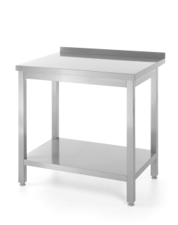 Stenový stôl s poličkou – skrutkový, hĺbka 600 mm, HENDI, Profi Line, 800x600x(H)850mm