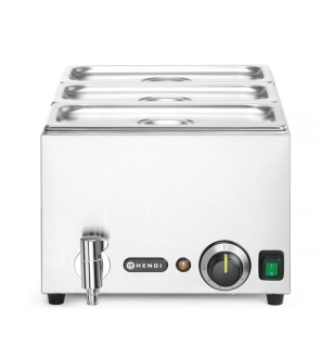 Sada: Miska s vypúšťacím kohútikom + 3x GN 1/3 s vekom, HENDI, GN 1/1, 230V/1000W, 605x332x(H)242mm
