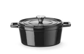 Liatinový smaltovaný kastról, HENDI, 3,7L, Čierna, 317x240x(H)105mm