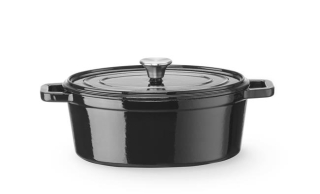 Liatinový smaltovaný kastról, HENDI, 4,4L, Čierna, 365x290x(H)115mm