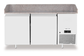 Chladiaci stôl na pizzu so žulovou pracovnou doskou, dvojdverový, Arktic, 250L, žula, 230V/250W, 1510x800x(H)875mm