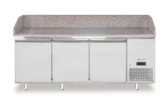Chladiaci stôl na pizzu so žulovou pracovnou doskou, 3-dverový, Arktic, 375L, žula, 230V/400W, 2010x800x(H)875mm