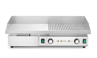 Grilovacia platňa, doska 1/2 hladká a 1/2 ryhovaná, HENDI, Budget Line, 400V/4400W, 720x460x(H)241mm