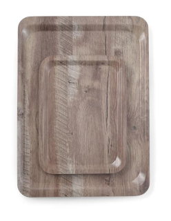 Servírovací podnos s laminátom z melamínu, so vzorom dreva, AmerBox, Tmavá dubová, 370x530mm