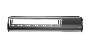 Chladiaca vitrína na sushi, Arktic, Dodávané kontajnery: 6x GN 1/3 (H) 40 mm., GN 1/3, Čierna, 220-240V/190W, 1529x426x(H)296mm