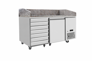 Jednodverový chladiaci stôl na pizzu Arktic so žulovou doskou, 125 l, 220–240 V / 250 W, 1510 × 800 × 1000 mm | 237243