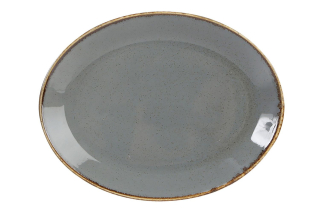 Oválny porcelánový tanier Porland Seasons, sivý, 310 mm | 04ALM002442