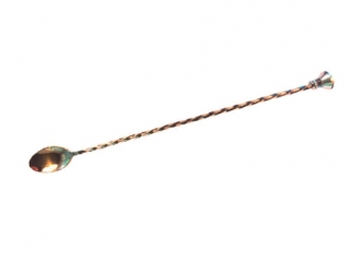Lyžička barmanská s drvidlom 30 cm, meď
