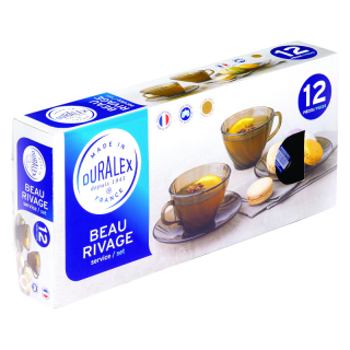 Šálka s tanierikom, hnedý, set 6 + 6