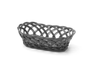 Košík pletený, HENDI, oválny, Čierna, 225x130x(H)55mm