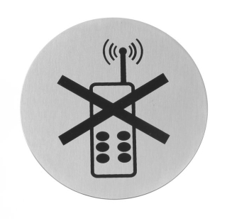 Informačná tabuľka na dvere, HENDI, zákaz používania mobilných telefónov, ⌀75mm