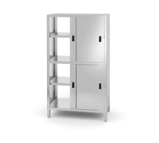 Priechodná skrinka s priečkami a posuvnými dverami – skrutkové, HENDI, Kitchen Line, 1000x600x(H)1800mm