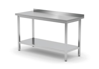 Stenový stôl s poličkou – skrutkový, hĺbka 600 mm, HENDI, Profi Line, 1000x600x(H)850mm