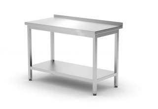 Stenový stôl s poličkou – skrutkový, hĺbka 600 mm, HENDI, Profi Line, 1200x600x(H)850mm