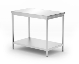 Centrálny stôl s poličkou – skrutkový, hĺbka 600 mm, HENDI, Profi Line, 1000x600x(H)850mm