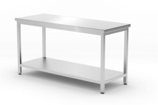 Centrálny stôl s poličkou – skrutkový, hĺbka 600 mm, HENDI, Profi Line, 1600x600x(H)850mm