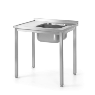 Drezový stôl – zváraný, hĺbka 600 mm, HENDI, Profi Line, Umývacia vaňa na pravej strane, 1000x600x(H)850mm