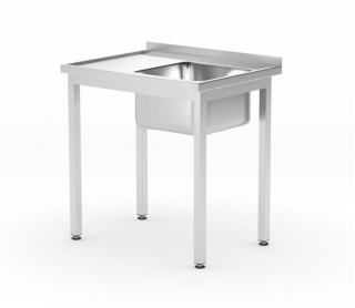 Drezový stôl s poličkou – skrutkové, hĺbka 600 mm, HENDI, Profi Line, Pravá strana, 800x600x(H)850mm